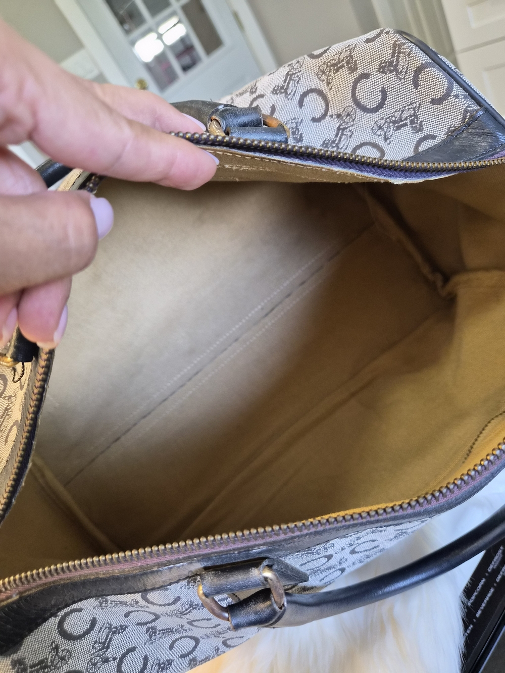 Celine Cream & Black Monogram Travel Duffle - Picture 13 of 14